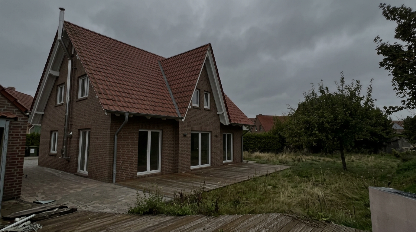 Vorher: dunkles Handyfoto des Hauses