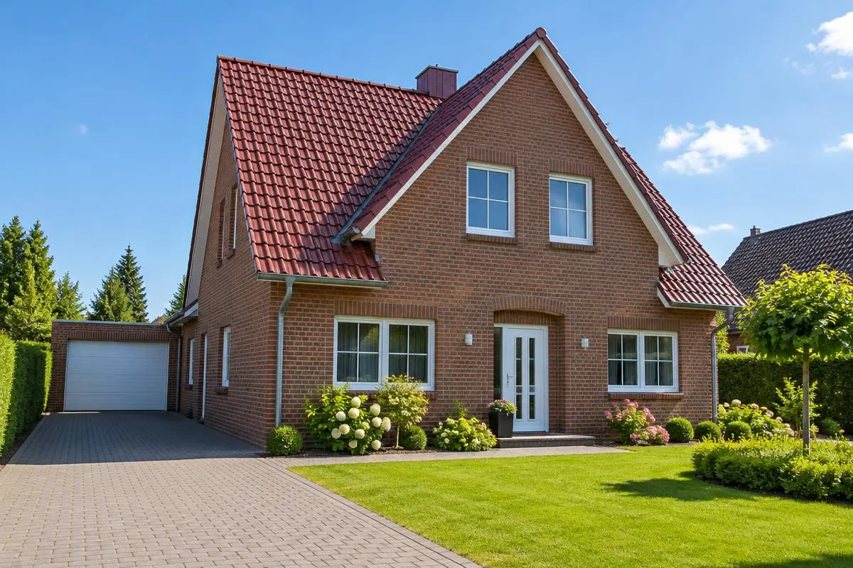 Dasselbe Haus professionell fotografiert bei Sonne